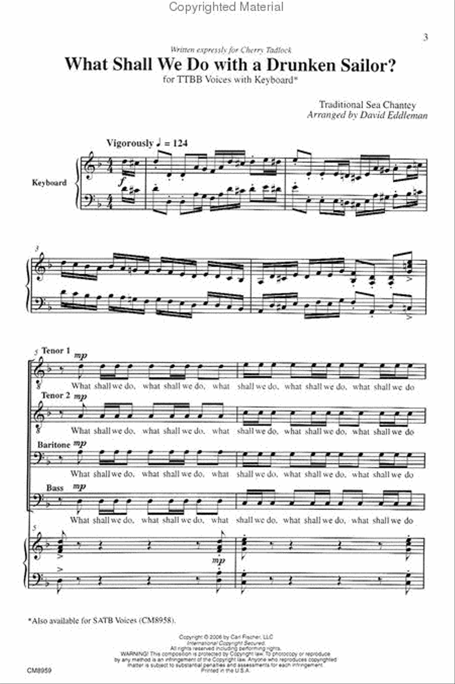 What Shall We Do With A Drunken Sailor? Choir scores gallery preview page 2