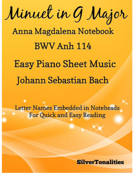 Minuet In G Major Anna Magdalena Notebook Easiest Piano Sheet Music