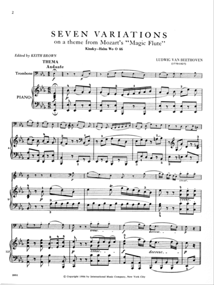 Seven Variations On A Theme Bei Mannern From Mozart'S Magic Flute (Wo.046) Piano Accompaniment scores gallery preview page 2