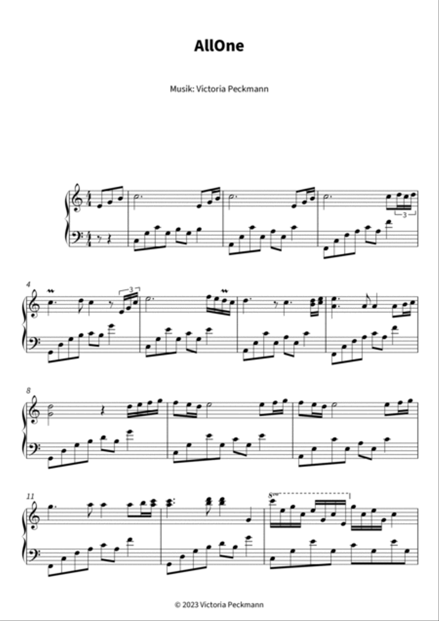 AllOne Piano Solo scores gallery preview page 3