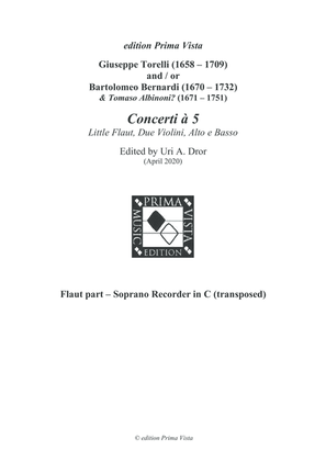 Torelli Recorder Concerti, Transposed Keys (Soprano recorder), Parts