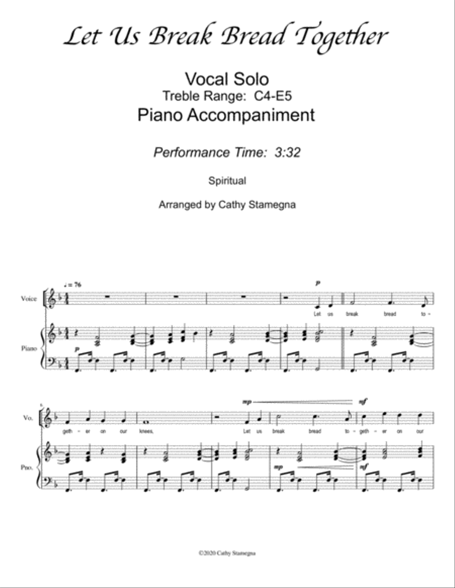 Let Us Break Bread Together (Vocal Solo, Piano Accompaniment) Voice Solo scores gallery preview page 2
