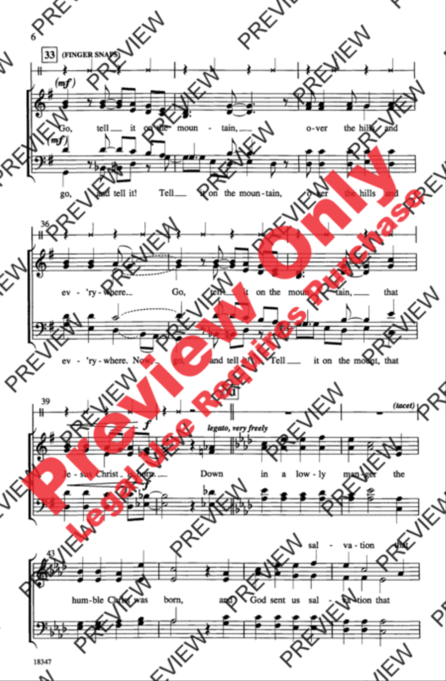 Go, Tell It on the Mountain 4-Part scores gallery preview page 6