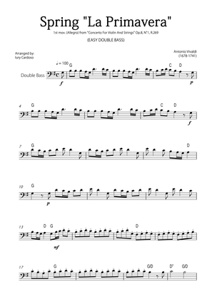 Book cover for "Spring" (La Primavera) by Vivaldi - Easy version for DOUBLE BASS SOLO