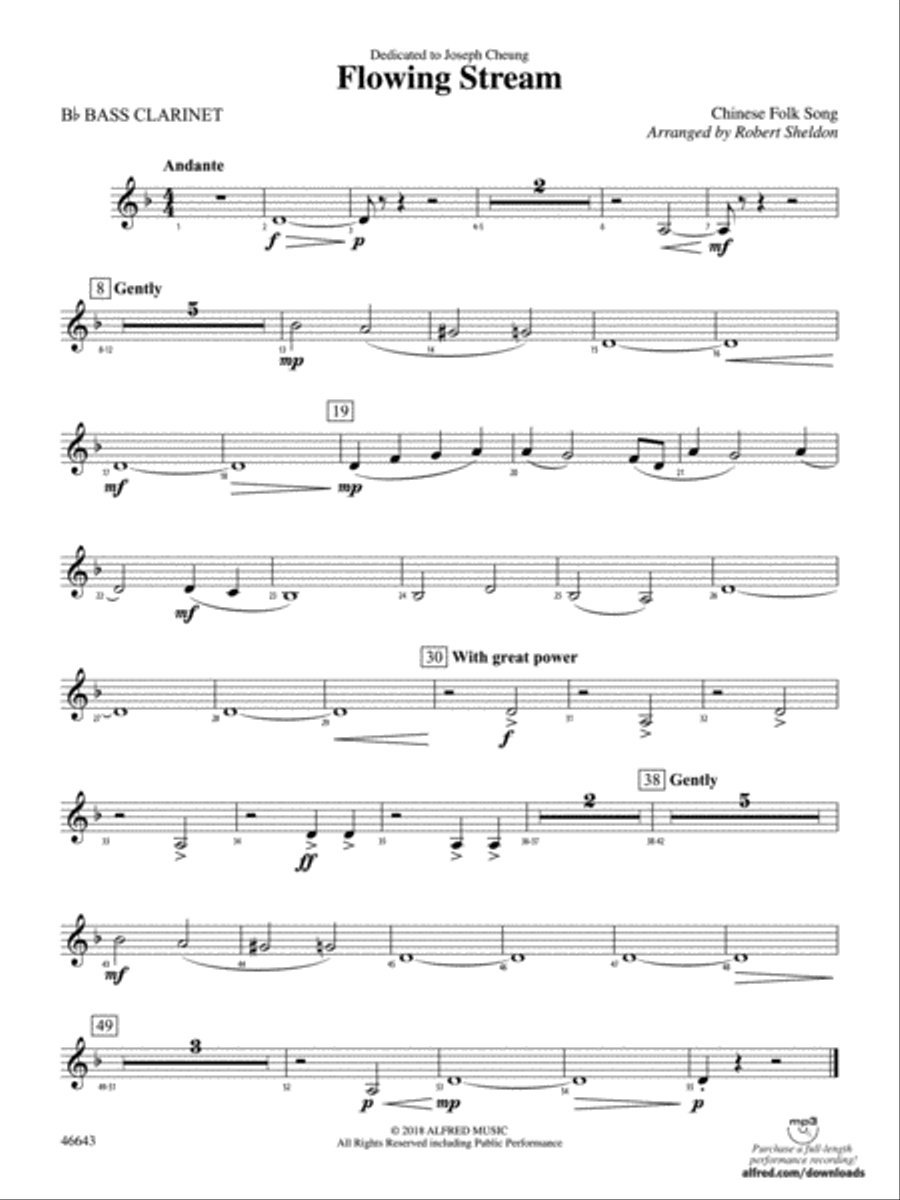 Flowing Stream: B-flat Bass Clarinet Concert Band scores gallery preview page 1