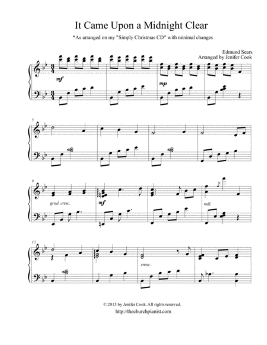 It Came Upon a Midnight Clear Piano Solo scores gallery preview page 1