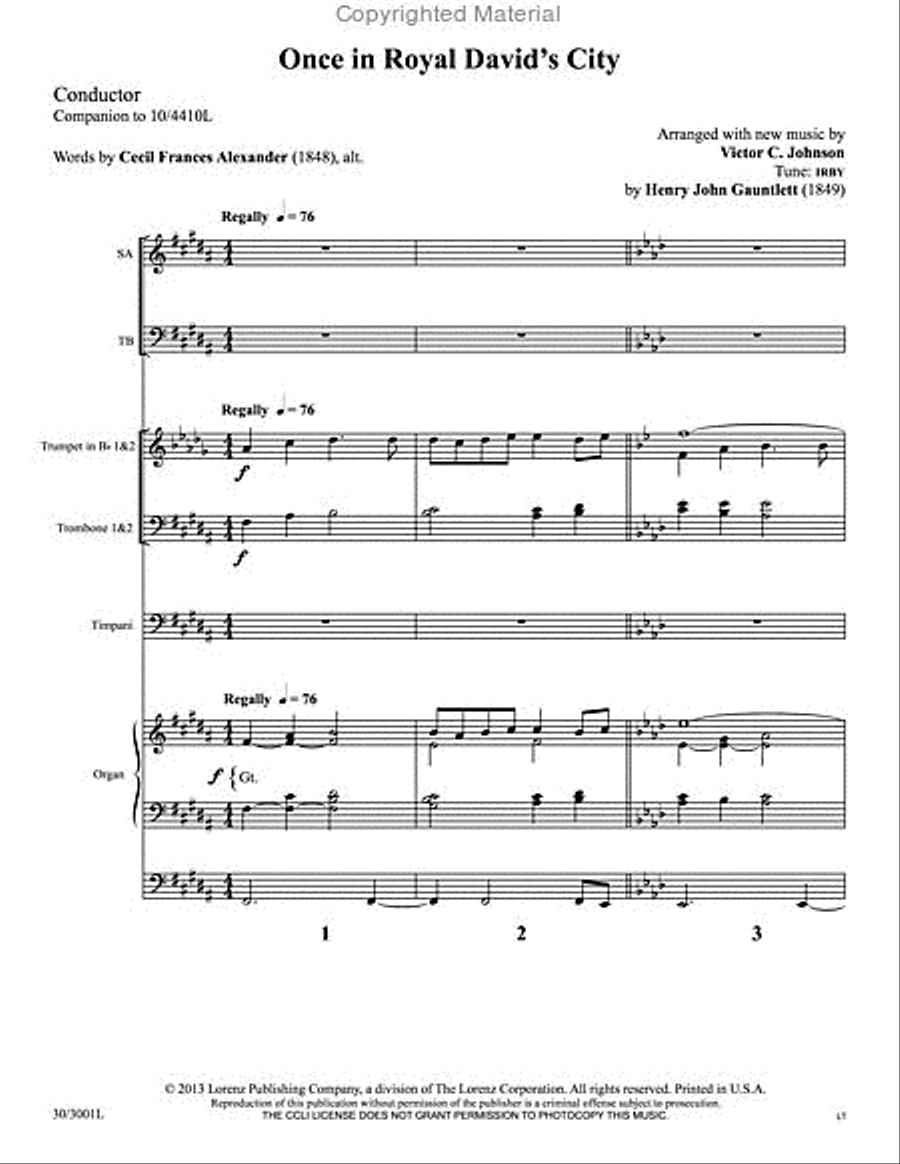 Once in Royal David’s City - Brass and Percussion Score and Parts Choir scores gallery preview page 2