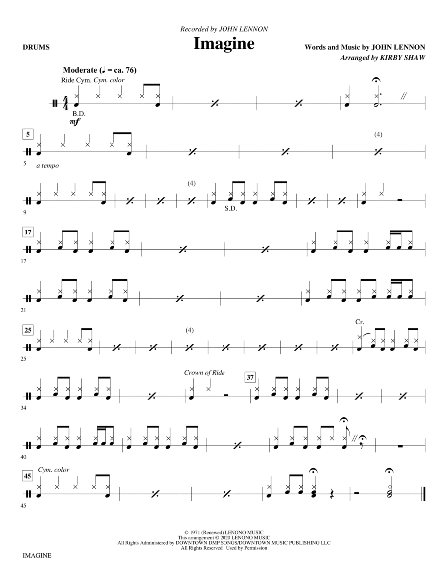 Imagine (arr. Kirby Shaw) - Drums