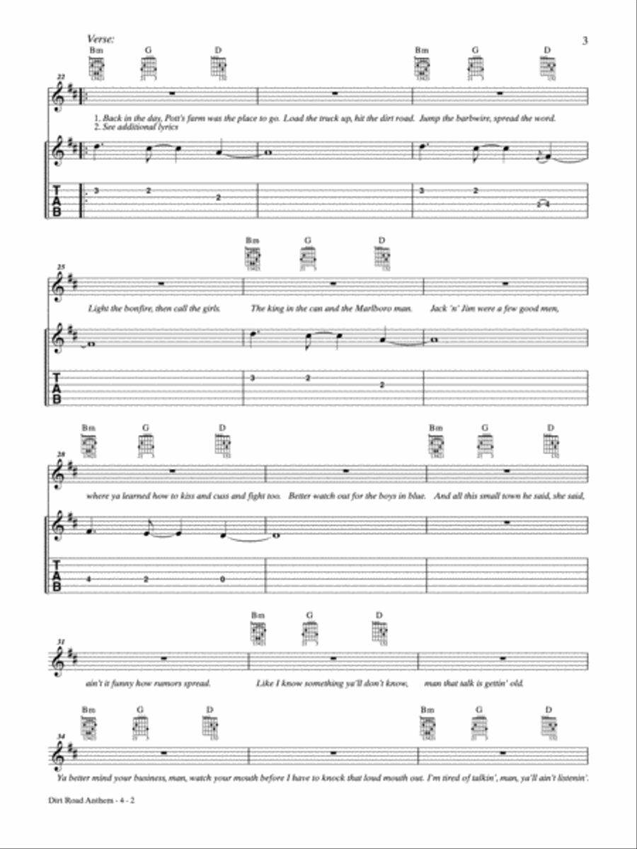 Dirt Road Anthem Guitar Tablature scores gallery preview page 2