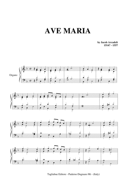 AVE MARIA - J. Arcadelt - For Organ image number null