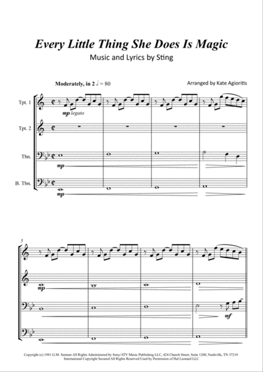 Every Little Thing She Does Is Magic Brass Quartet scores gallery preview page 2