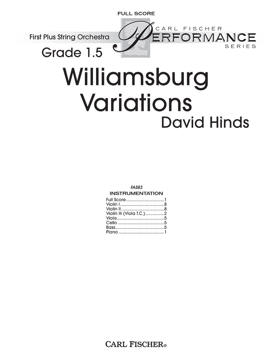 Williamsburg Variations String Orchestra scores gallery preview page 1