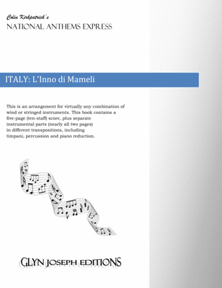 Book cover for Italy National Anthem: L'Inno di Mameli