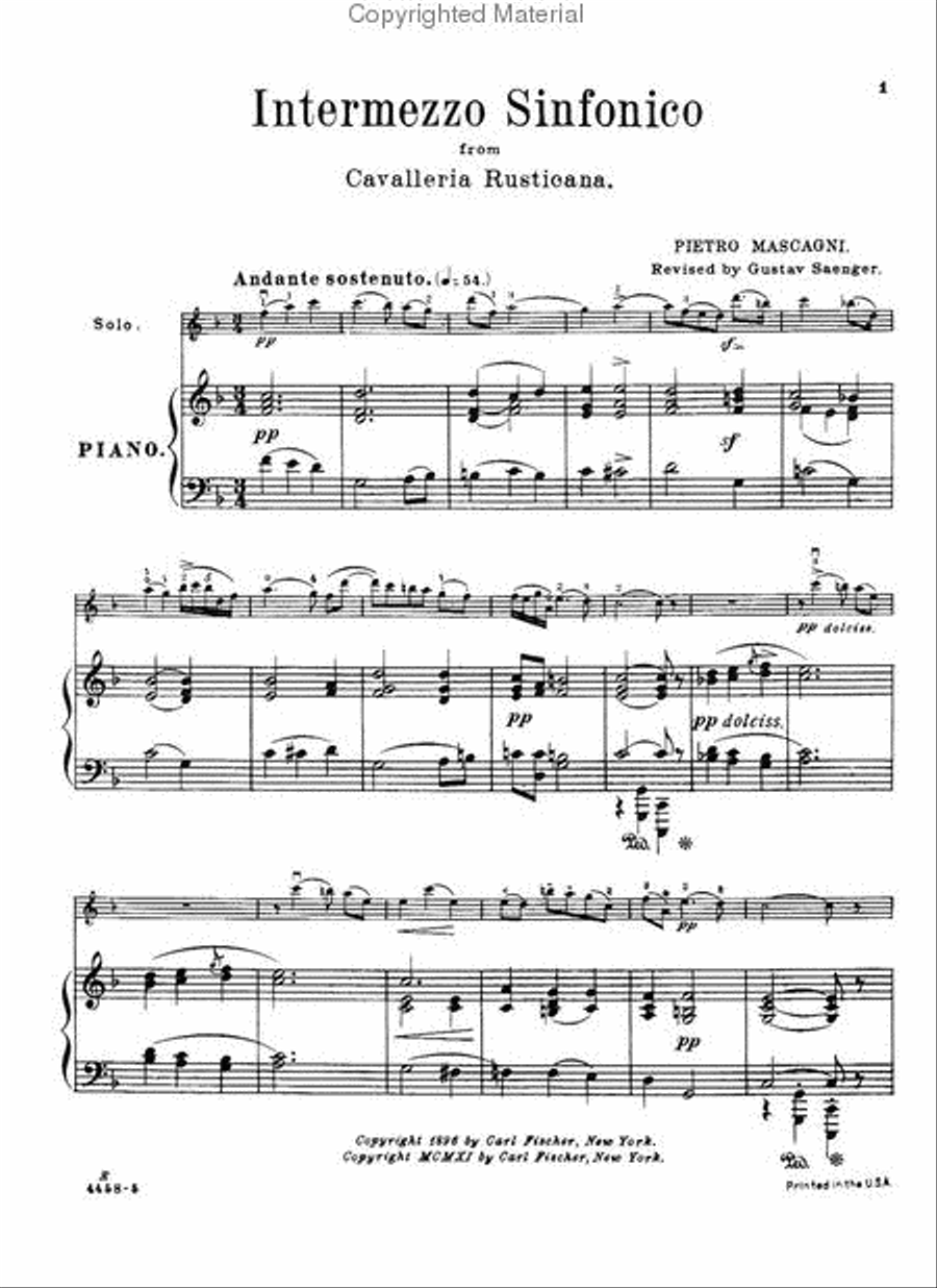 Intermezzo Sinfonico, From the Opera 