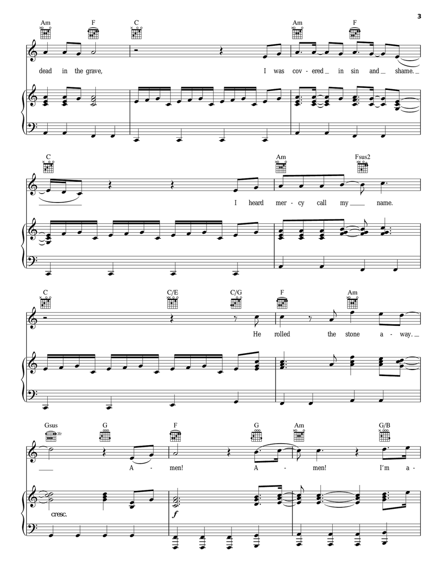 Because He Lives, Amen Guitar scores gallery preview page 3