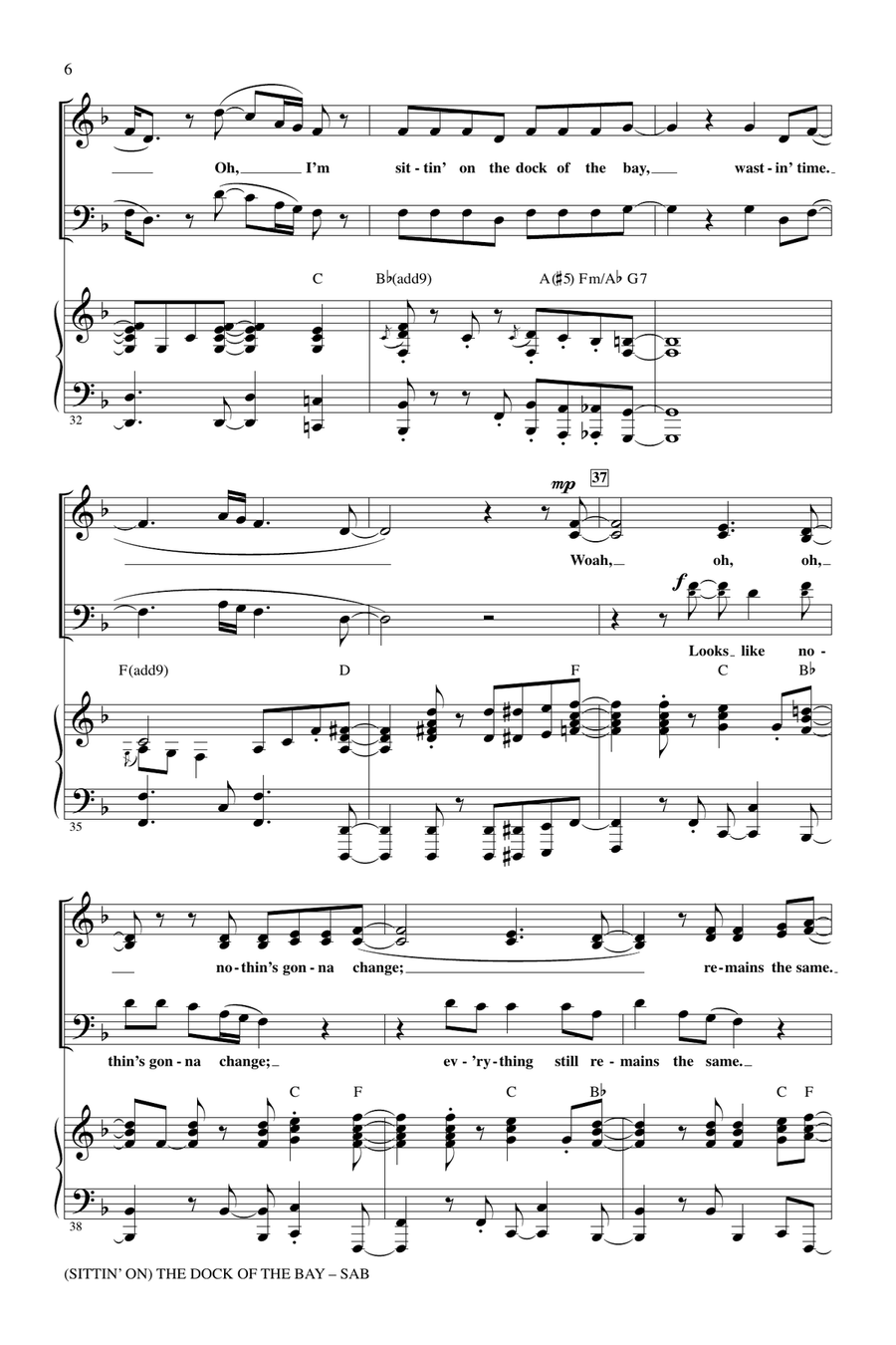 (Sittin' On) The Dock Of The Bay 3-Part scores gallery preview page 5
