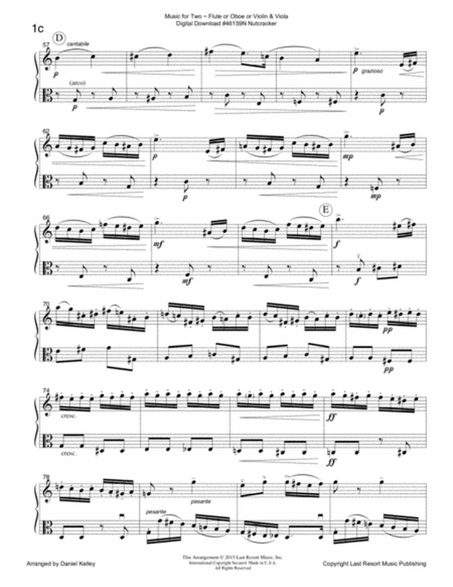 Overture from The Nutcracker for Violin & Viola Duet Music for Two (or Flute or Oboe & Viola)