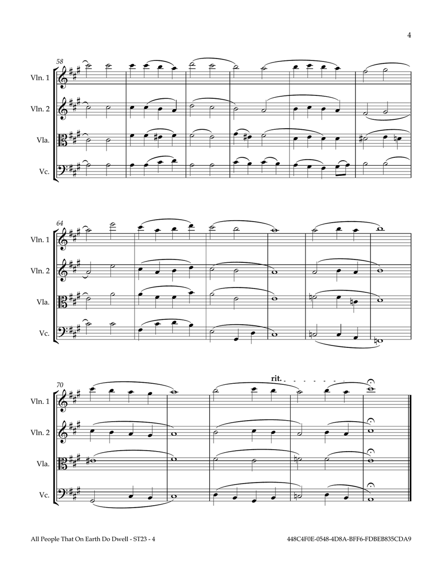 All People That On Earth Do Dwell (OLD 100TH) String Quartet scores gallery preview page 5
