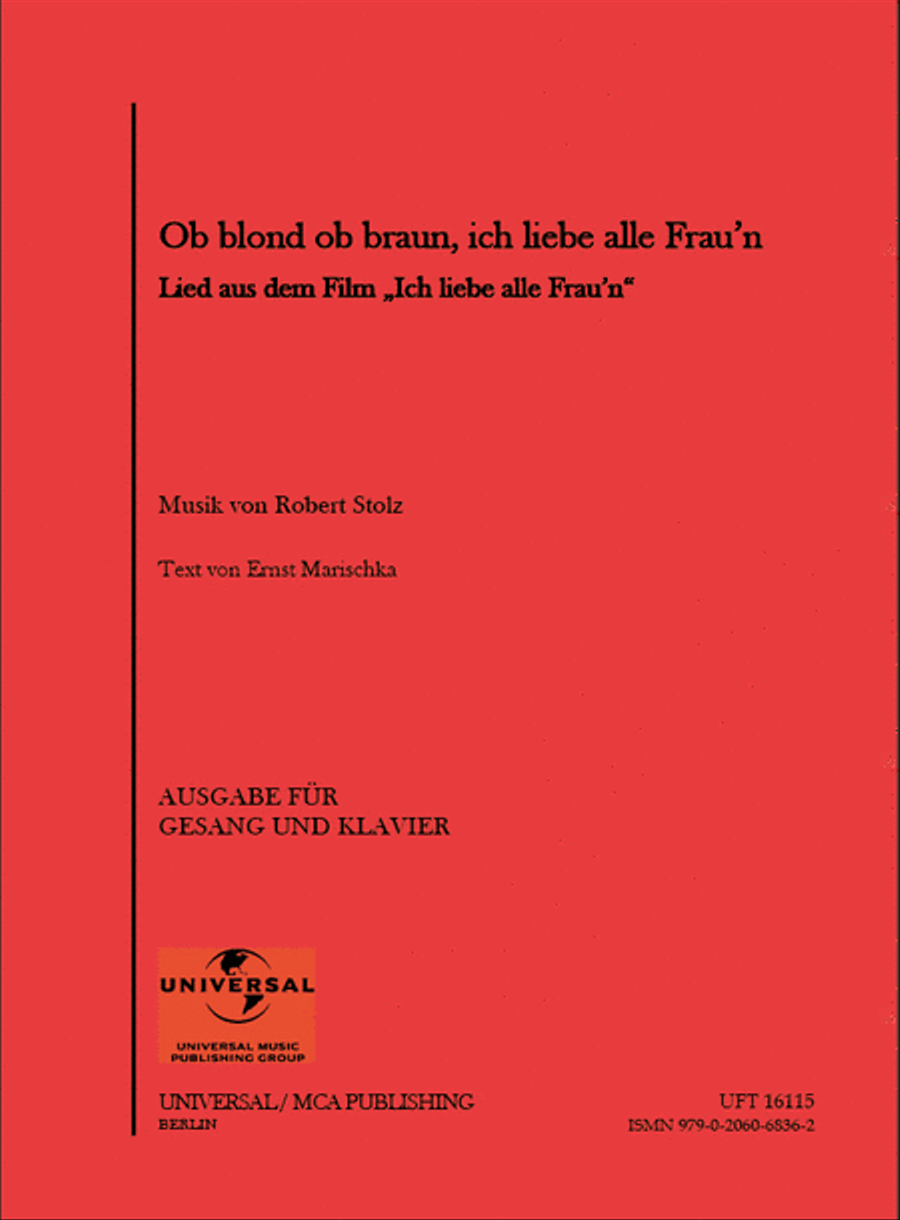 Ob Blond, Ob Braun, Ich Liebe Alle Frau'n Voice Solo scores gallery preview page 1