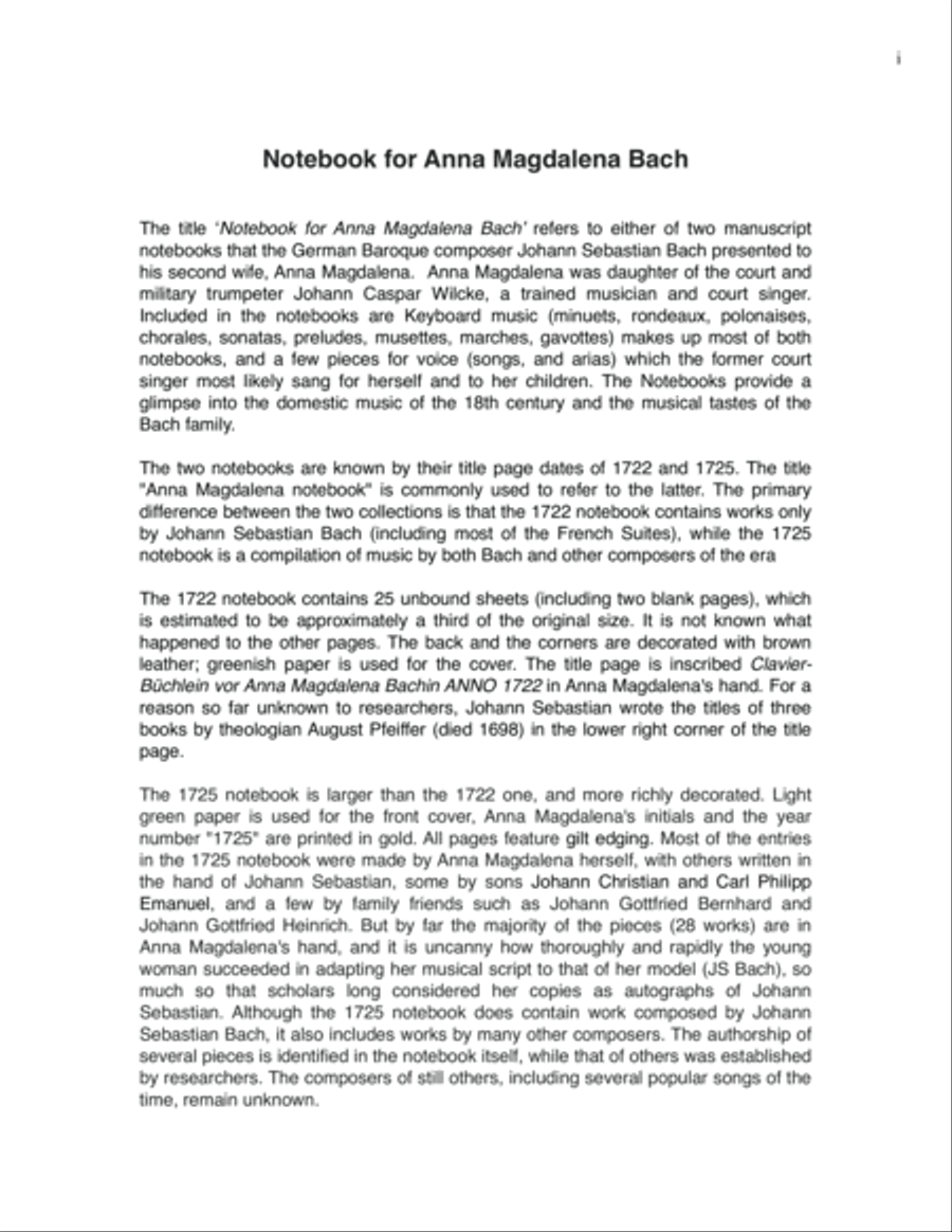 9 Minuets from the Notebook for Anna Magdalena Bach - J.S. Bach and others - Piano Solo Piano Solo scores gallery preview page 4