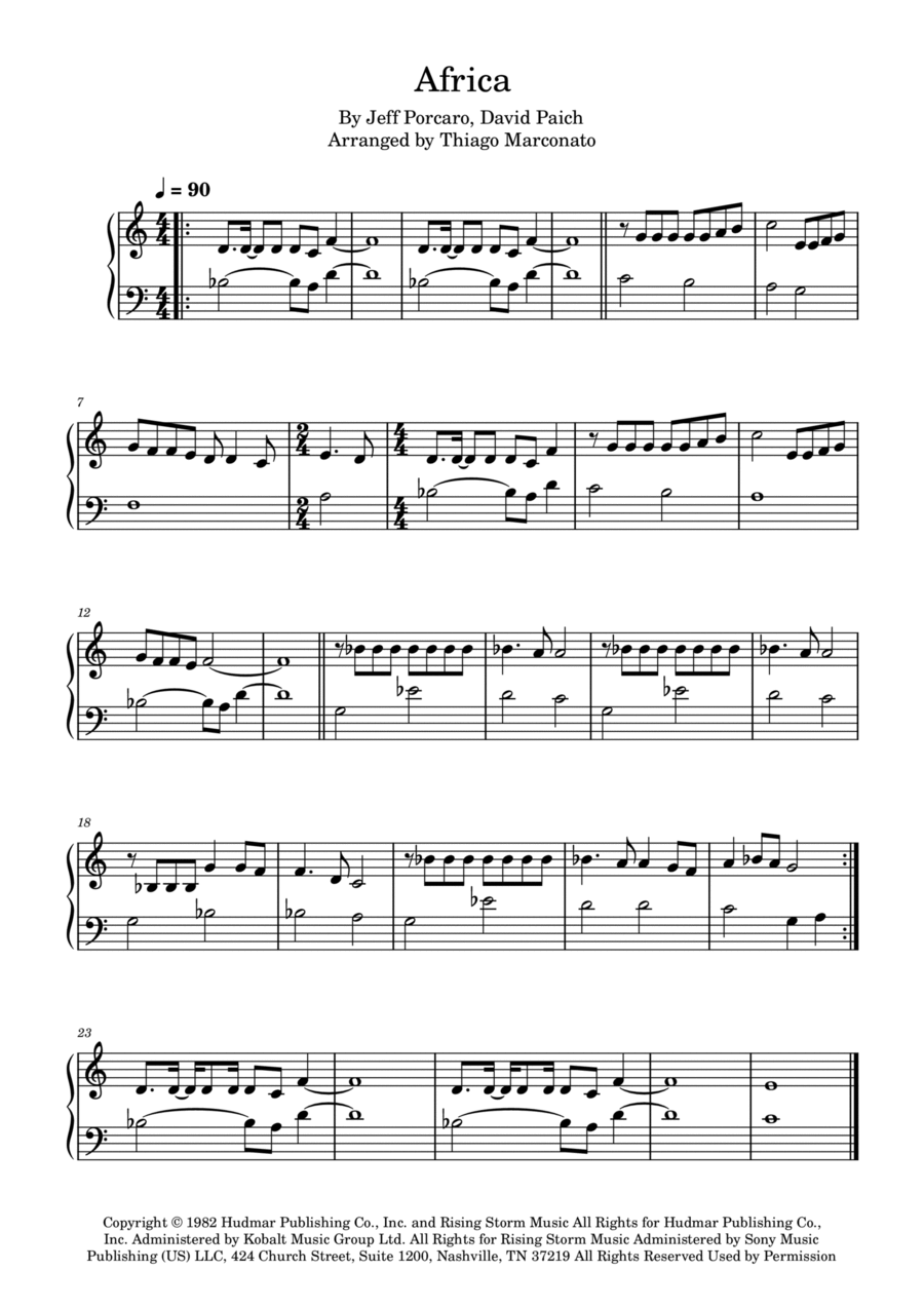 Africa by Toto Easy Piano Digital Sheet Music Sheet Music Plus