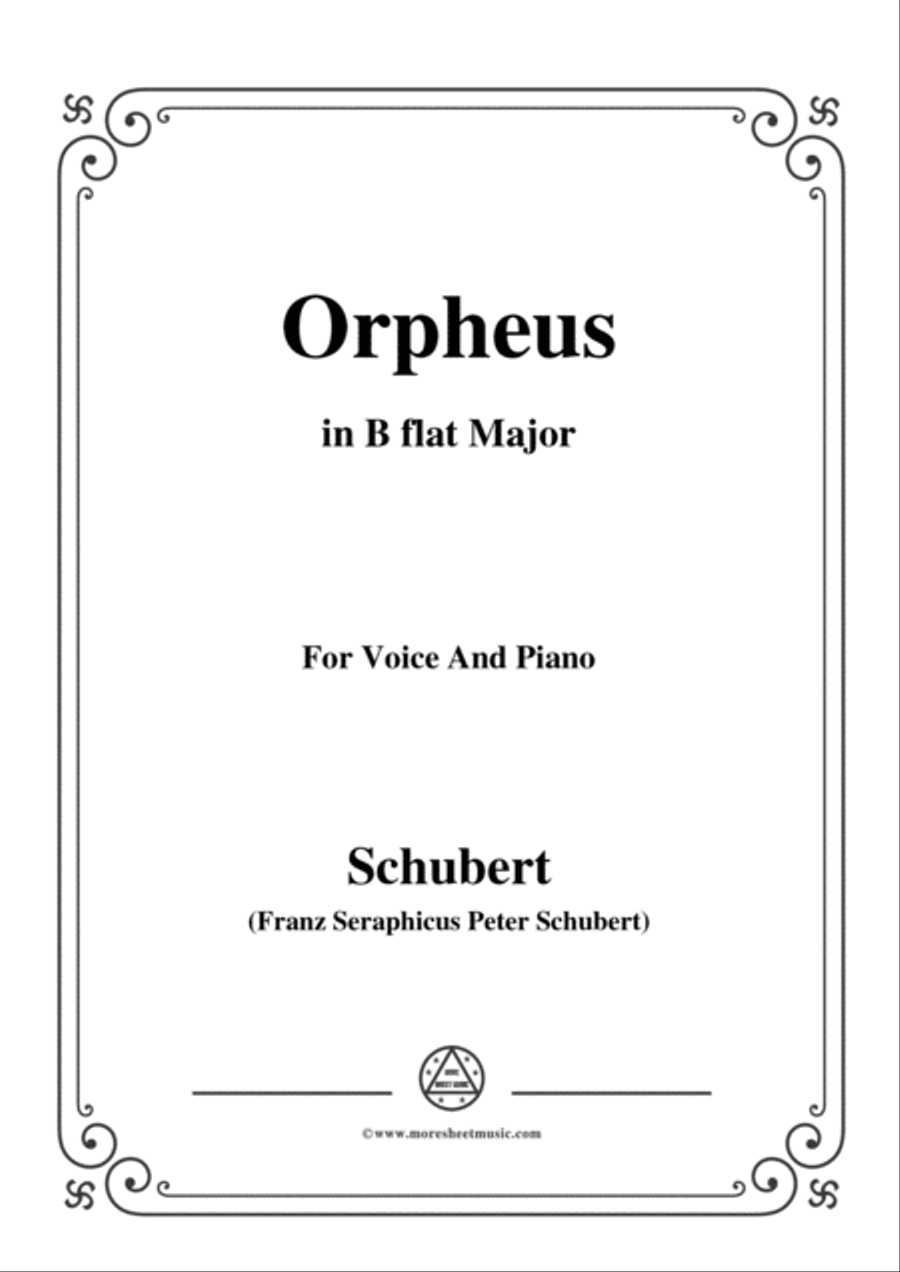 Schubert-Orpheus(Song of Orpheus as he entered Hell),D.474,in B flat Major,for Voice&Piano Voice scores gallery preview page 1