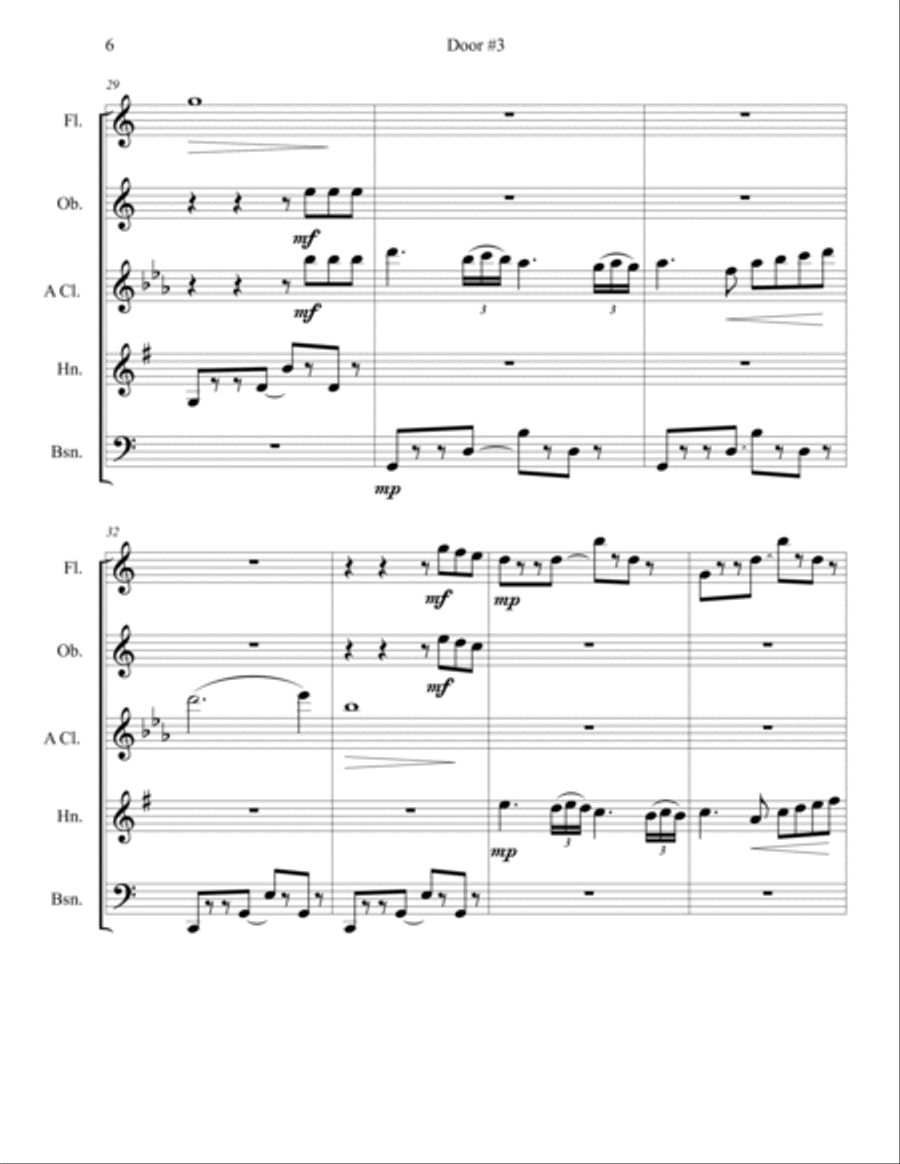 Door #3 -- A Wind Quintet Woodwind Quintet scores gallery preview page 6