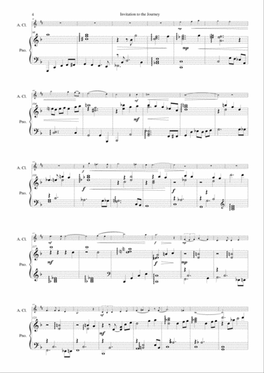 Invitation au voyage (invitation to the journey) for alto clarinet and piano Clarinet scores gallery preview page 4