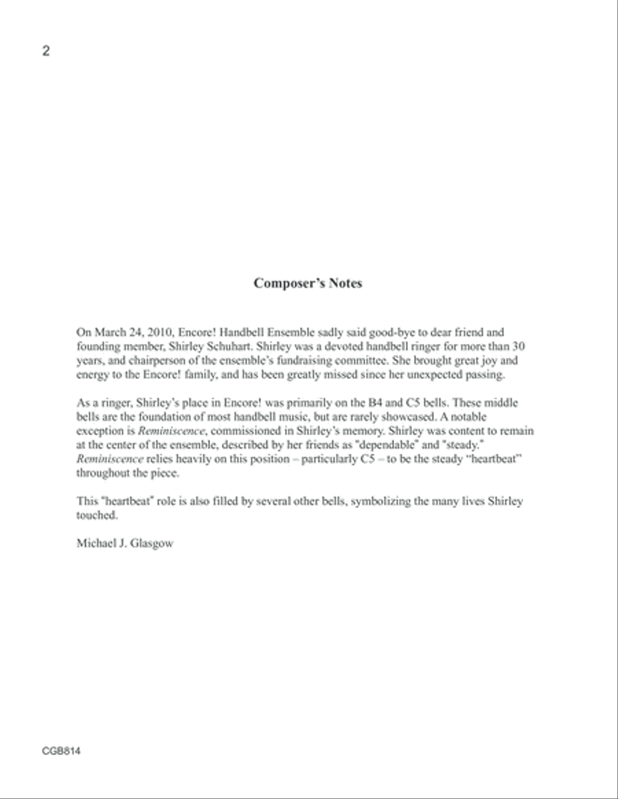 Reminiscence Reminiscence Handbell Choir scores gallery preview page 2