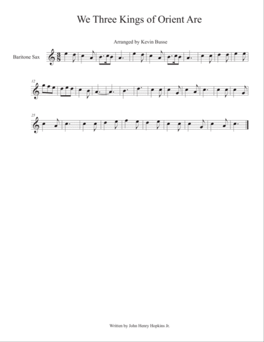 We Three Kings of Orient Are - Bari Baritone Saxophone scores gallery preview page 1