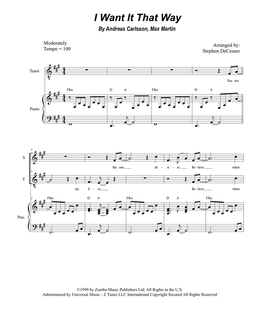 I Want It That Way I Want It That Way Choir scores gallery preview page 1