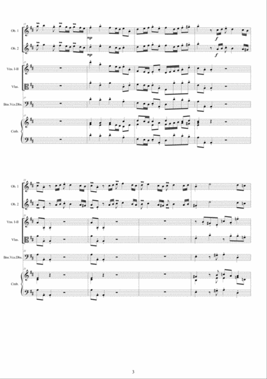 Handel - Concerto Grosso in D major No.6 Op.3 HWV 317 for Winds, Strings and Cembalo - Score and Par Chamber Orchestra scores gallery preview page 3