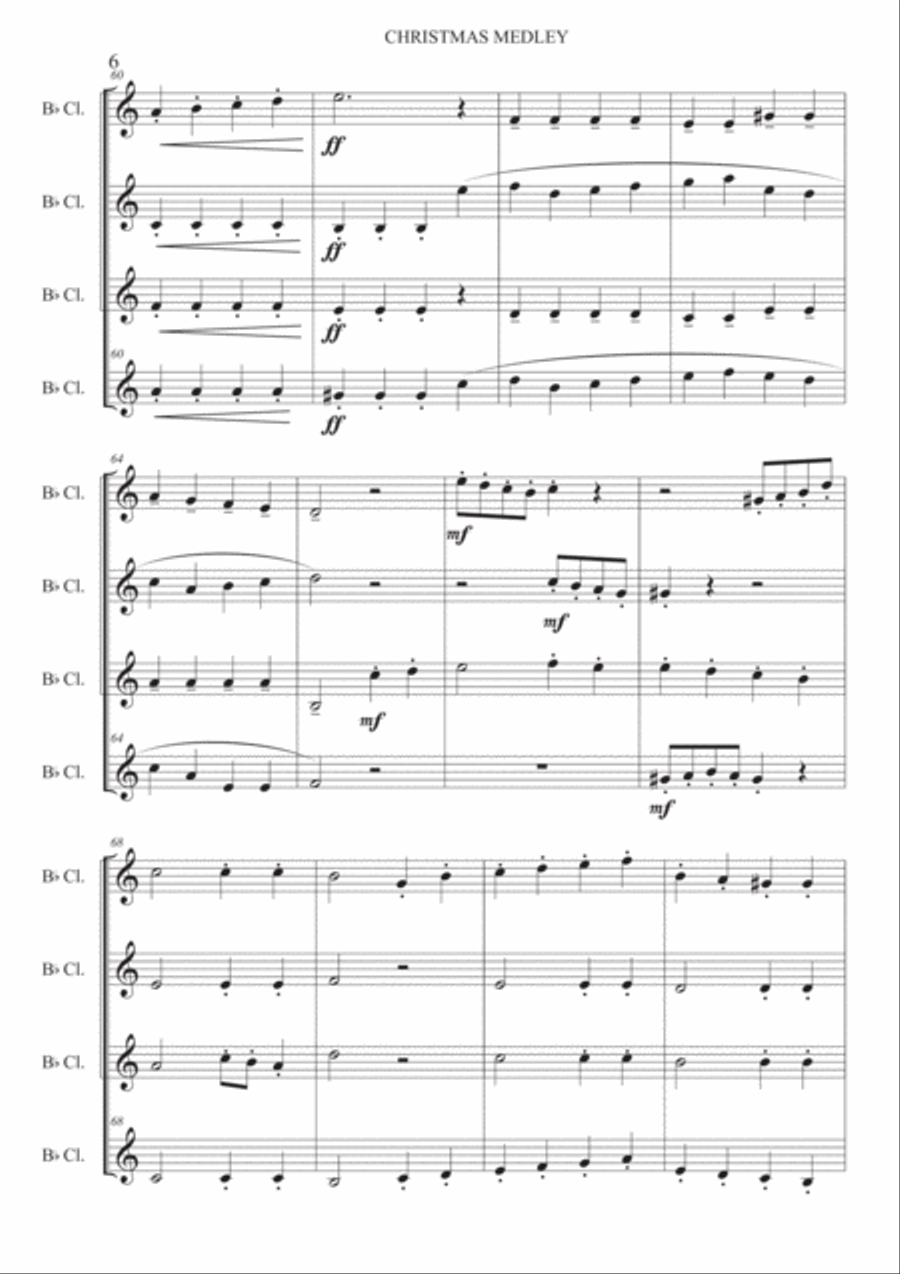 Christmas medley - Clarinet quartet Clarinet Quartet scores gallery preview page 6