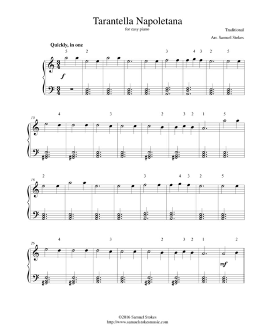 Tarantella Napoletana - for easy piano Easy Piano scores gallery preview page 1