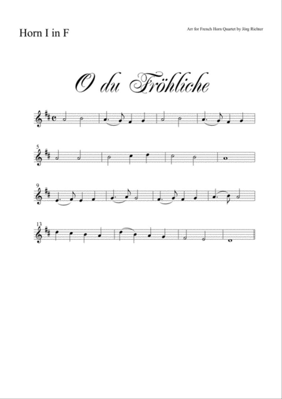 O, how joyful (O du Fröhliche) for French Horn Quartet Brass Quartet scores gallery preview page 3