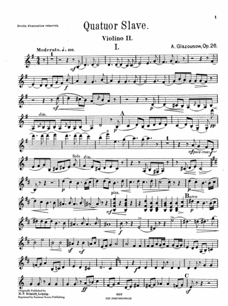 Quartet no. 3, op. 26, G major