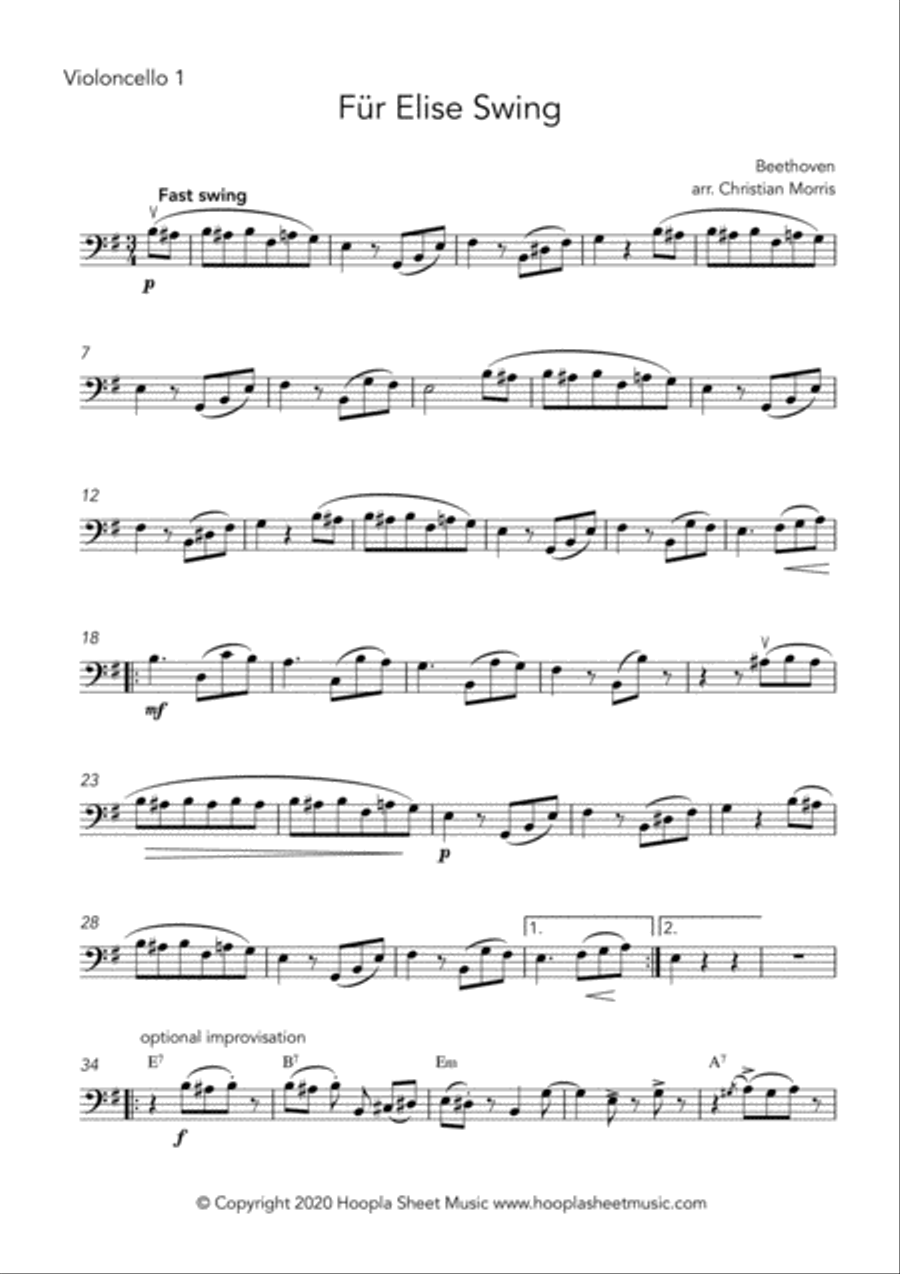 Für Elise Swing Für Elise Swing String Duet scores gallery preview page 4