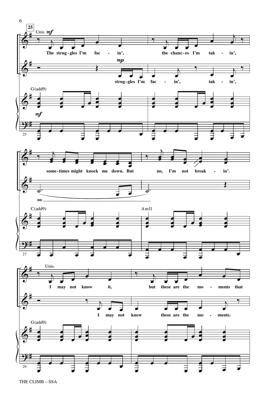 The Climb (from Hannah Montana: The Movie) (arr. Mark Brymer) SSA scores gallery preview page 5