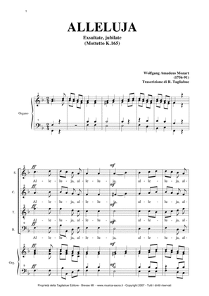 Book cover for ALLELUJA (Exsultate, jubilate K.165) W.A.Mozart - Arr. for SATB Choir and Organ