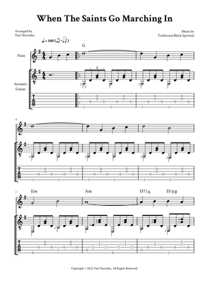 When The Saints Go Marching In - Duet For Flute and Acoustic Guitar (with TAB and Chords)