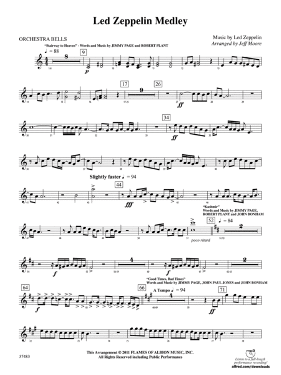 Led Zeppelin Medley: Bells Percussion Ensemble scores gallery preview page 1