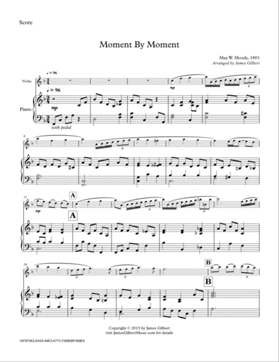 Moment By Moment Moment By Moment Violin Solo scores gallery preview page 1
