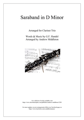 Book cover for Saraband in D Minor arranged for Clarinet Trio