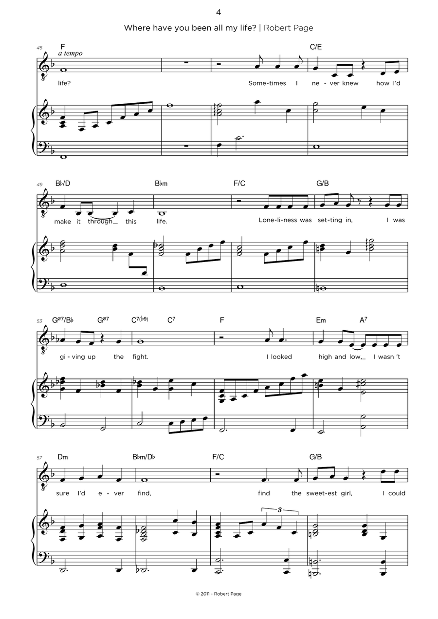 Where have you been all my life? Piano, Vocal scores gallery preview page 4