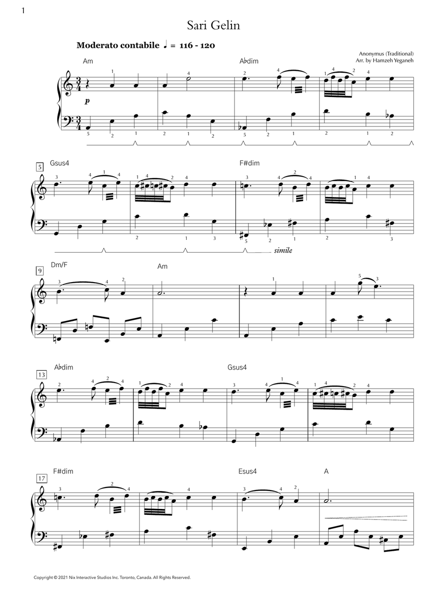 Sari Gelin Piano Solo scores gallery preview page 2