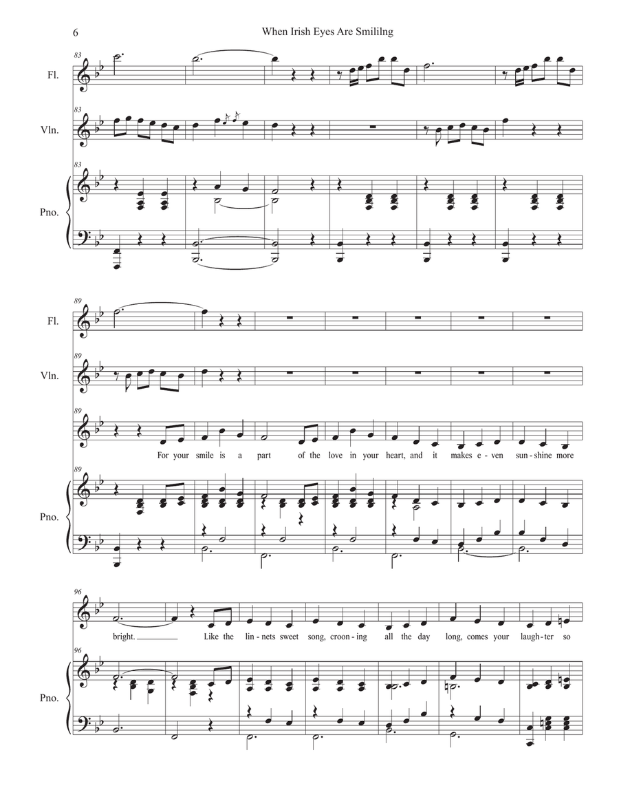 When Irish Eyes Are Smiling (Unison choir - Low Key) Unison Choir scores gallery preview page 6
