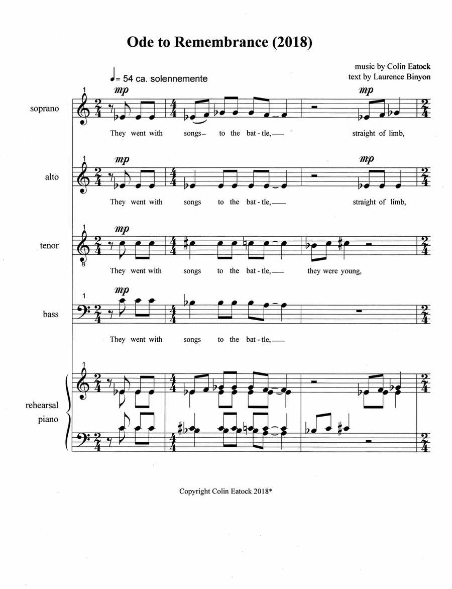 Ode to Remembrance (2018) 4-Part scores gallery preview page 3