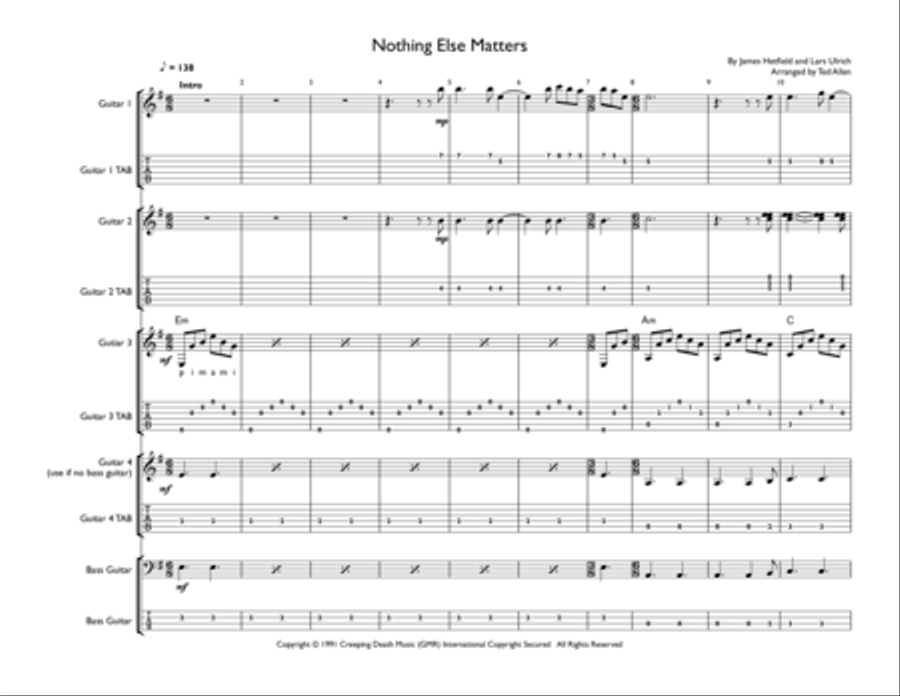 Nothing Else Matters Guitar Ensemble scores gallery preview page 2