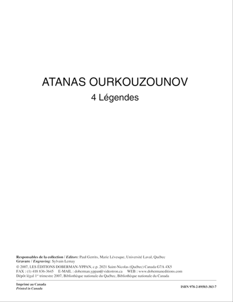 Quatre légendes (fl. / guit.) Flute scores gallery preview page 1