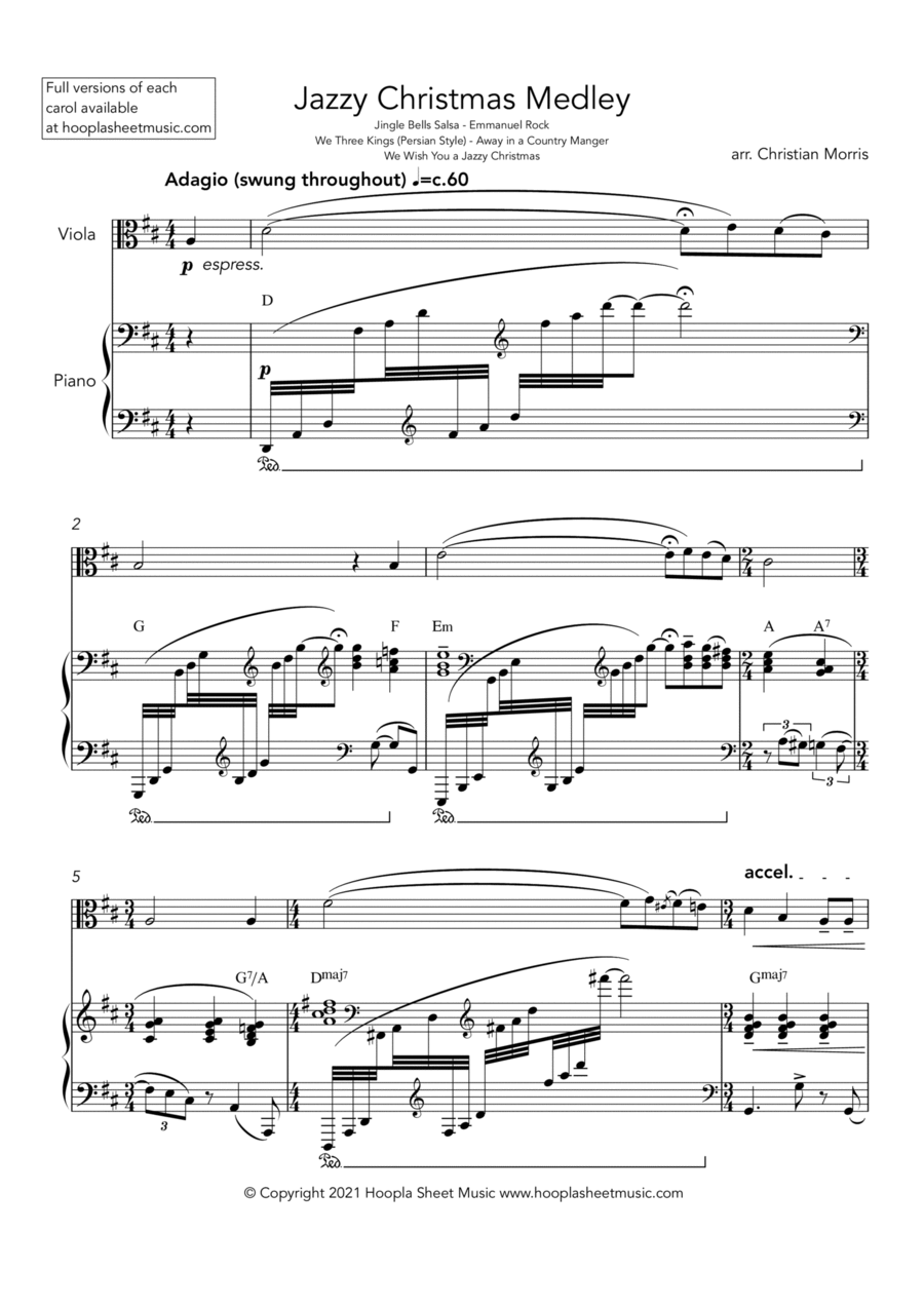 Jazzy Christmas Medley Viola Solo scores gallery preview page 1